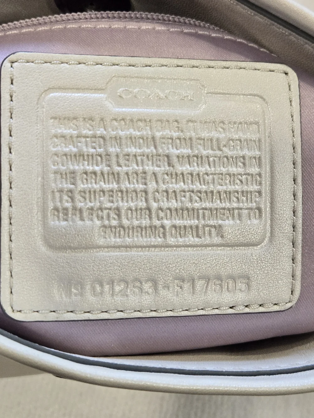 Coach Cream Leather Shoulder Bag with Silver Hardware